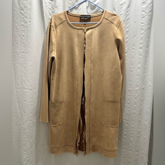 Women's Tan Long Coat - Picture 4 of 6